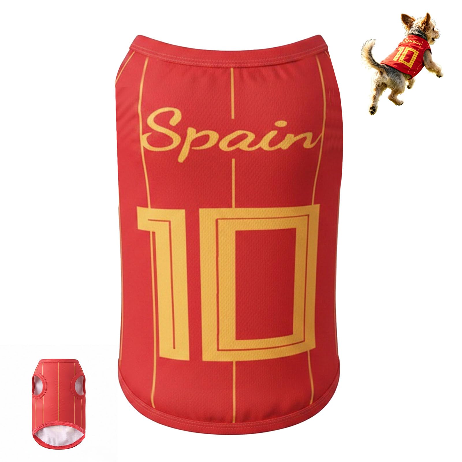 Maillot de Foot pour Chien, Maillot sans Manches à Thème National, Vêtement de Sport Chien T Shirt pour Petit Moyen Grand Chiens, Football Supporters Cats Dogs Pyjama Sportif Compagnie Vêtement