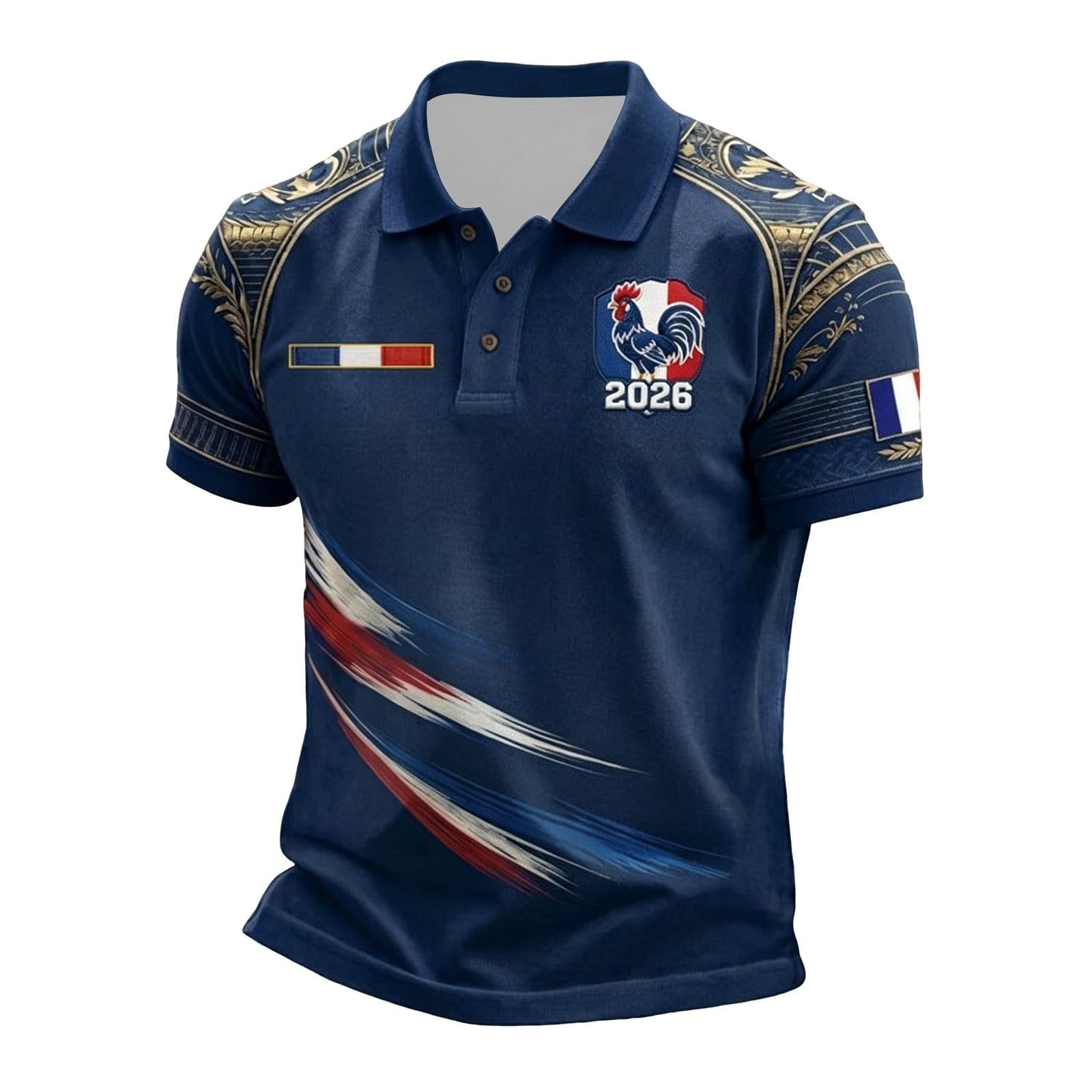 France 2026 Men's Short Sleeve Printed Football Shirt – Summer Supporter Football T-Shirt Music Fashion Streetwear Print for Sports Fans