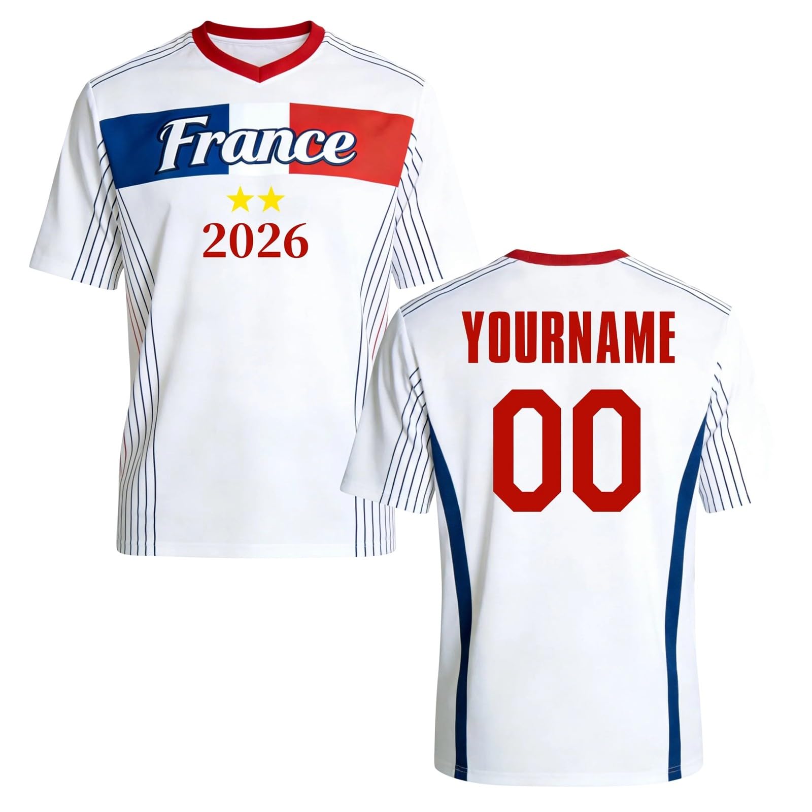 Maillot Foot Enfant Adulte Personnalisé avec Nom Numéro - 2026 Maillot de L'équipe Homme Femme Garçon T-Shirt de Maillots Domicile et Extérieur, Football Shirt, Cadeau de Sport