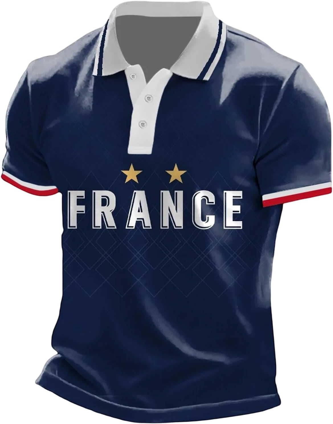 France 2026 Men's Short Sleeve Printed Football Shirt – Summer Supporter Football T-Shirt Music Fashion Streetwear Print for Sports Fans