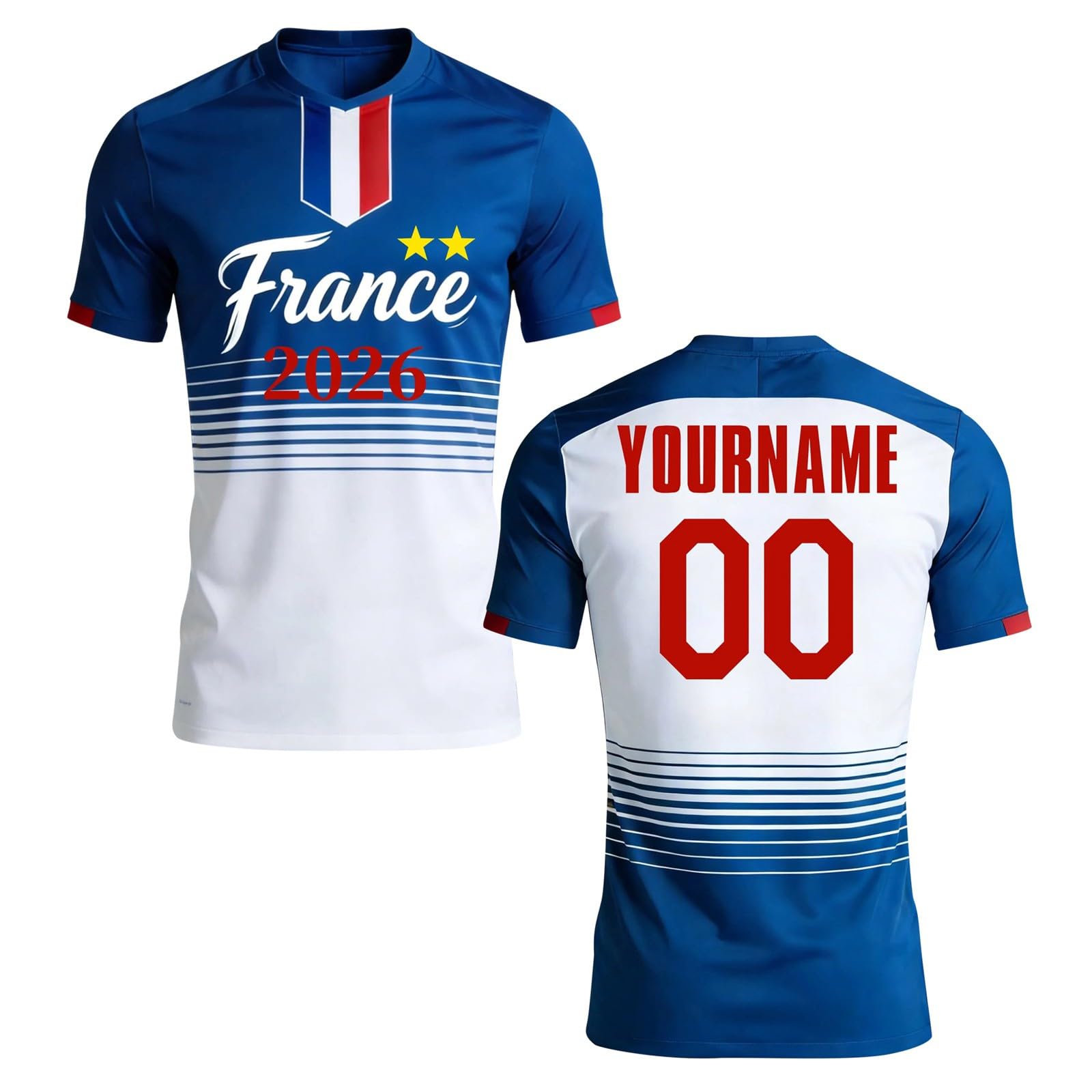 Maillot Foot Enfant Adulte Personnalisé avec Nom Numéro - 2026 Maillot de L'équipe Homme Femme Garçon T-Shirt de Maillots Domicile et Extérieur, Football Shirt, Cadeau de Sport