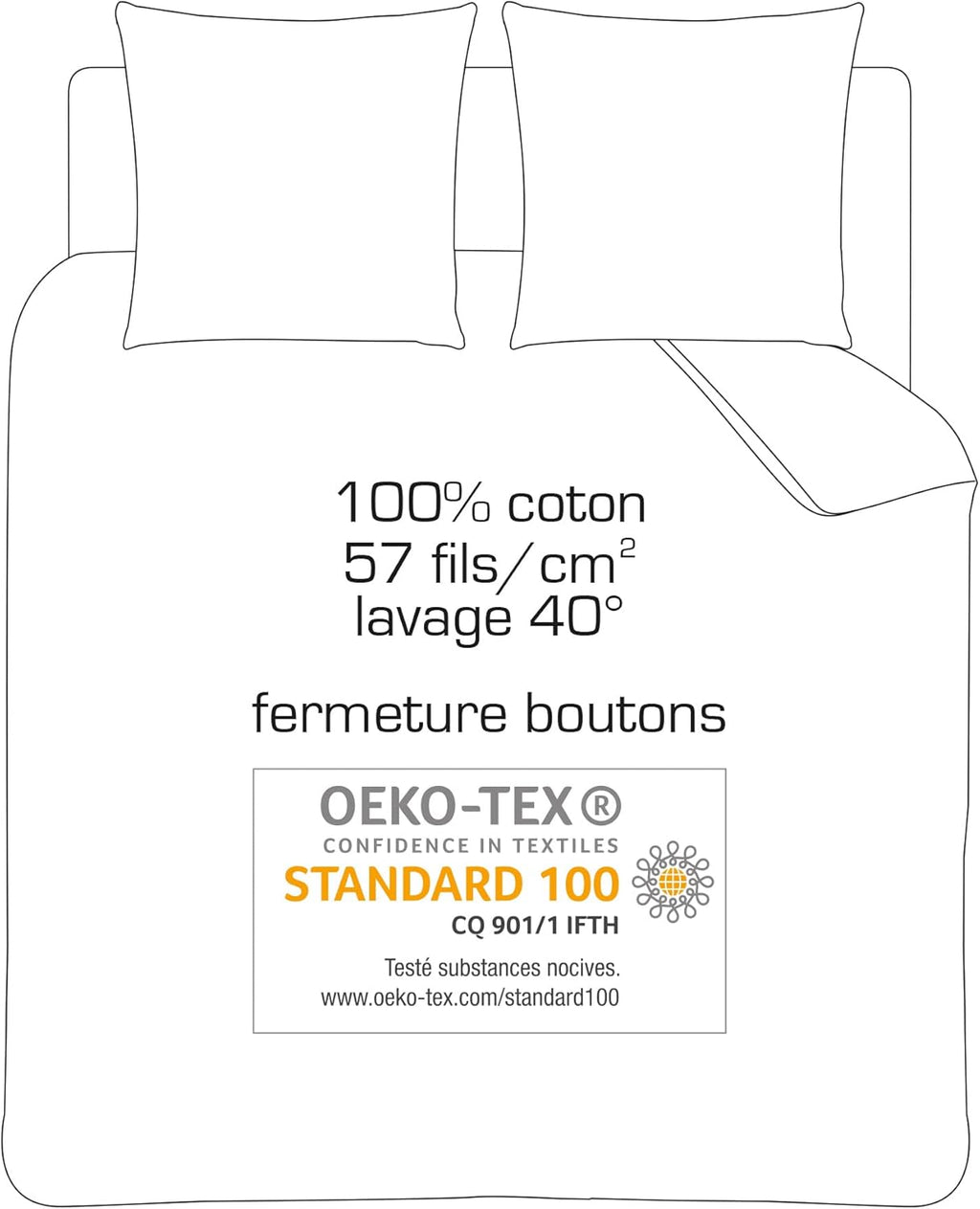 OM Duvet Cover and Pillowcase 100% Cotton – Net Curtain 240 x 220 + 2 to 63 x 63 cm, Blue