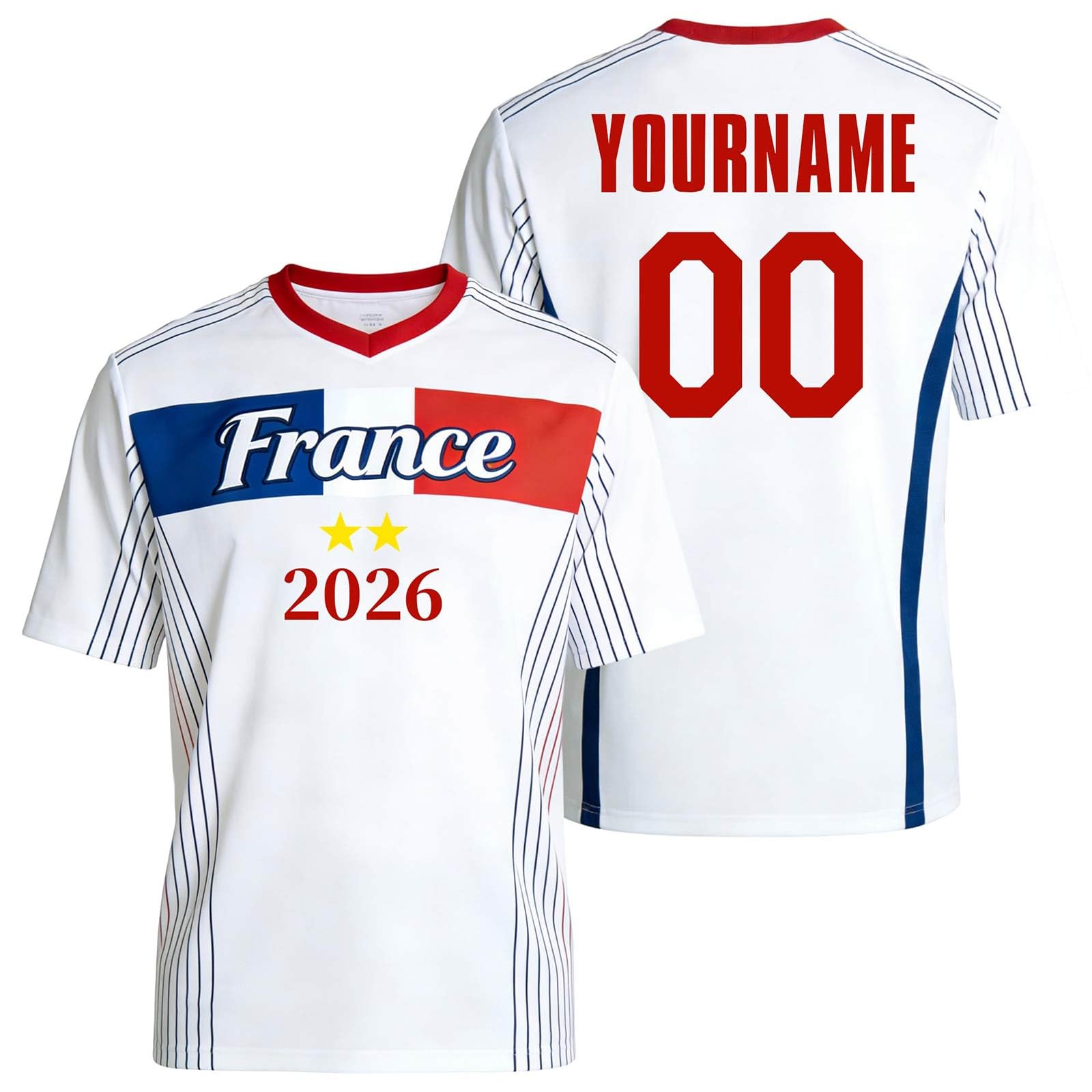 Maillot Foot Enfant Adulte Personnalisé avec Nom Numéro - 2026 Maillot de L'équipe Homme Femme Garçon T-Shirt de Maillots Domicile et Extérieur, Football Shirt, Cadeau de Sport