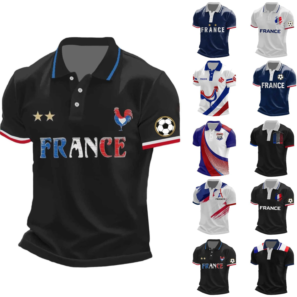 France 2026 Men's Short Sleeve Printed Football Shirt – Summer Supporter Football T-Shirt Music Fashion Streetwear Print for Sports Fans