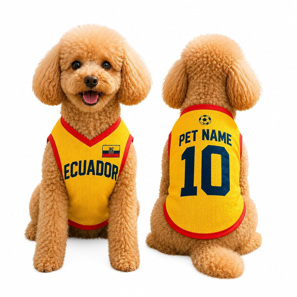 T Shirt Chien Personnalisé Style 2026, Maillot Drapeau Pays avec Nom Numéro, Tissu Mesh Léger Respirant pour Petit Moyen Grand Chien, Cadeau Fan Foot