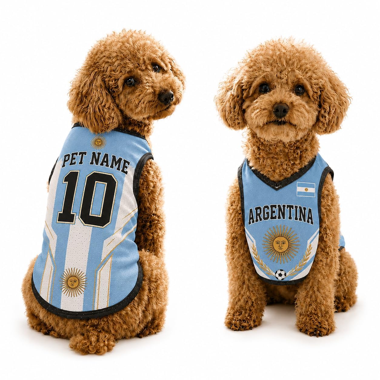 T Shirt Chien Personnalisé Style 2026, Maillot Drapeau Pays avec Nom Numéro, Tissu Mesh Léger Respirant pour Petit Moyen Grand Chien, Cadeau Fan Foot