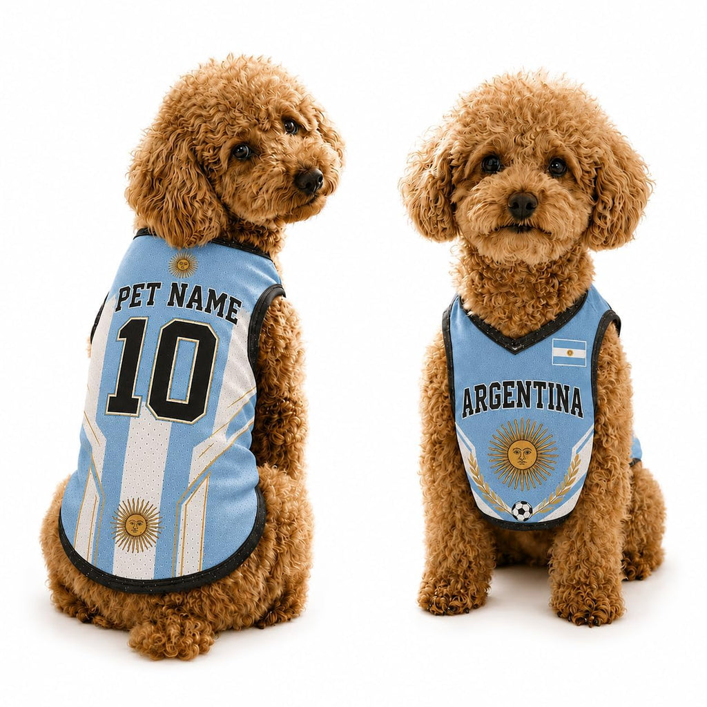 T Shirt Chien Personnalisé Style 2026, Maillot Drapeau Pays avec Nom Numéro, Tissu Mesh Léger Respirant pour Petit Moyen Grand Chien, Cadeau Fan Foot