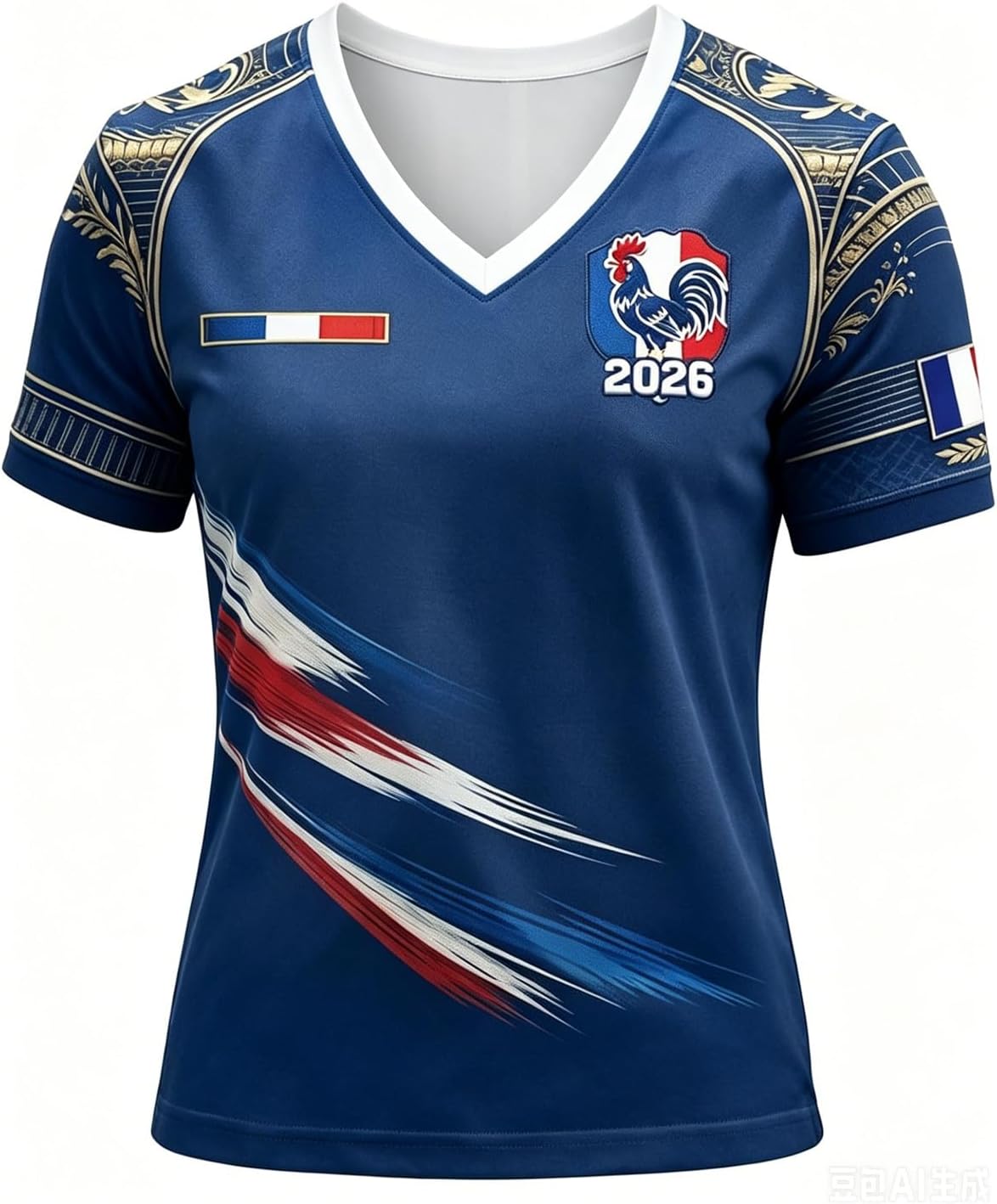 Maillot de Foot Femme 2026 Respirant Été Football T Shirts | Manches Courtes, Col en V, Sport Vêtements, Cadeau de Fans