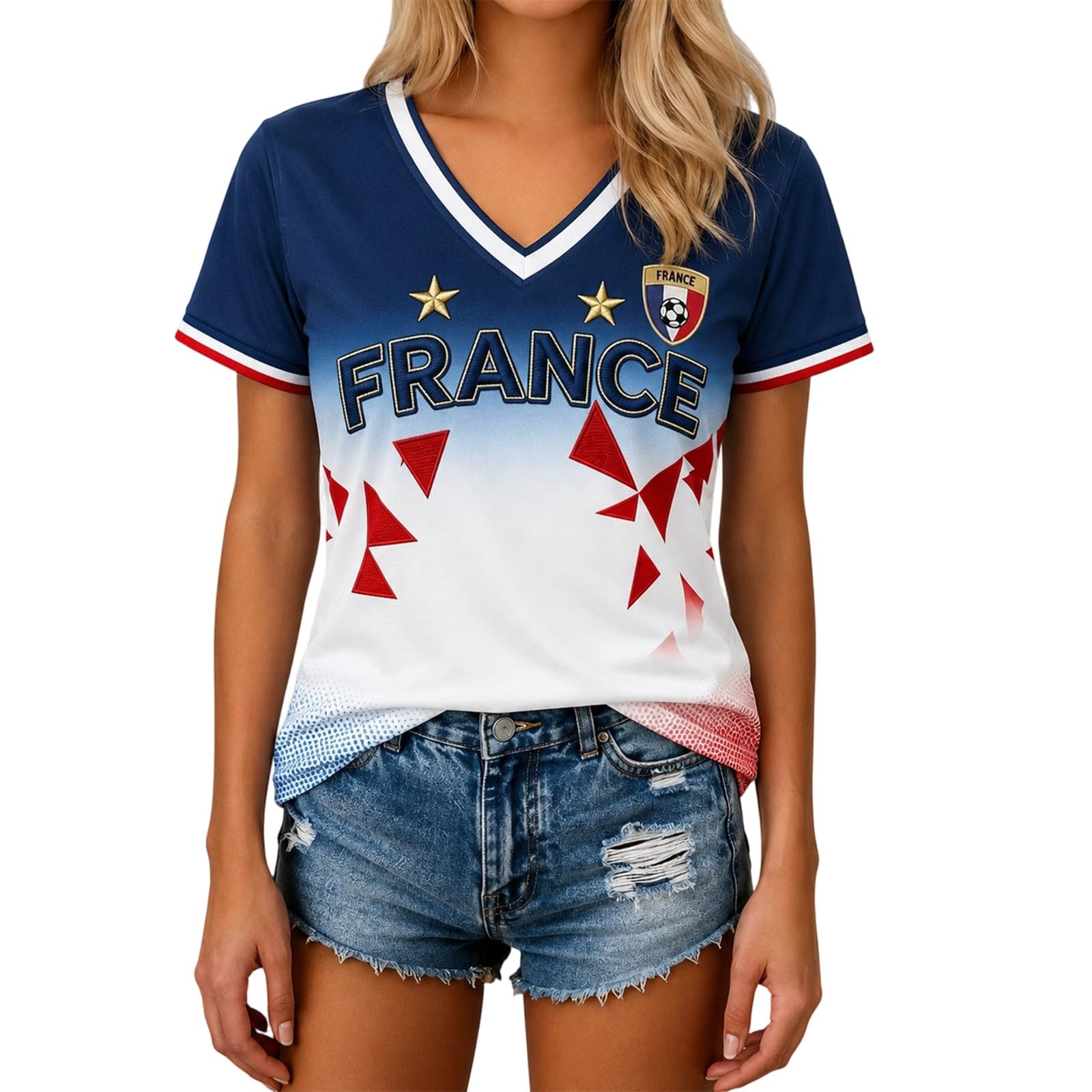 France 2026 soccer shirt, elegant graphic tee. Lightweight casual fan apparel. Image 28 of 33.