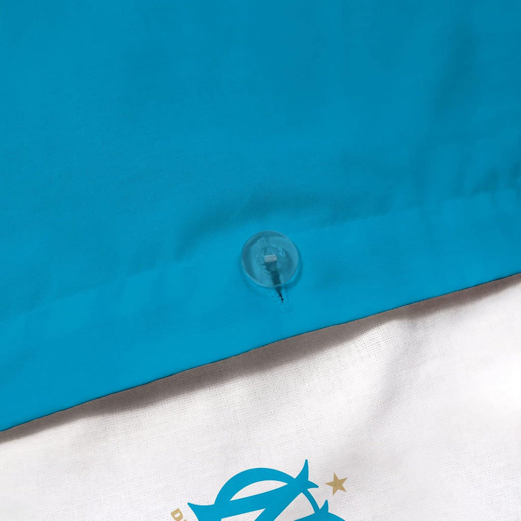 OM Duvet Cover and Pillowcase 100% Cotton – Net Curtain 240 x 220 + 2 to 63 x 63 cm, Blue
