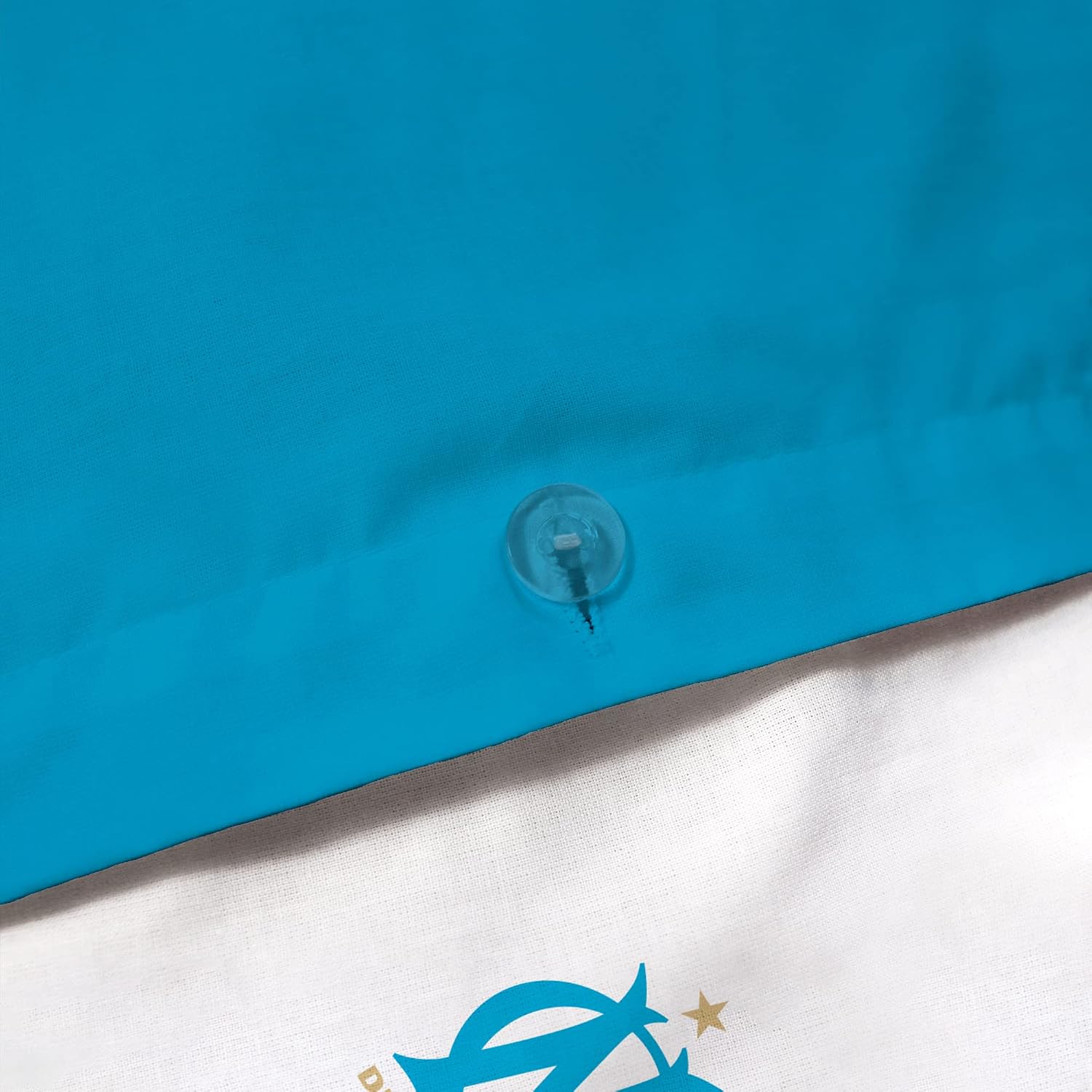 OM Duvet Cover and Pillowcase 100% Cotton – Net Curtain 240 x 220 + 2 to 63 x 63 cm, Blue