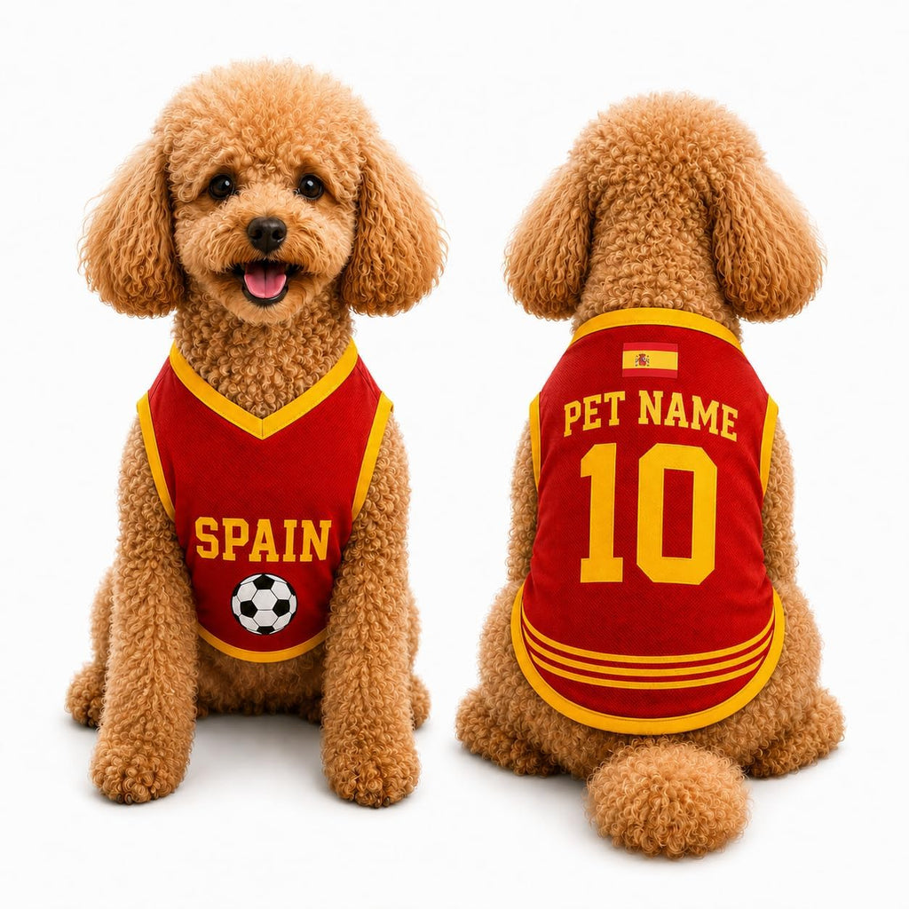 T Shirt Chien Personnalisé Style 2026, Maillot Drapeau Pays avec Nom Numéro, Tissu Mesh Léger Respirant pour Petit Moyen Grand Chien, Cadeau Fan Foot