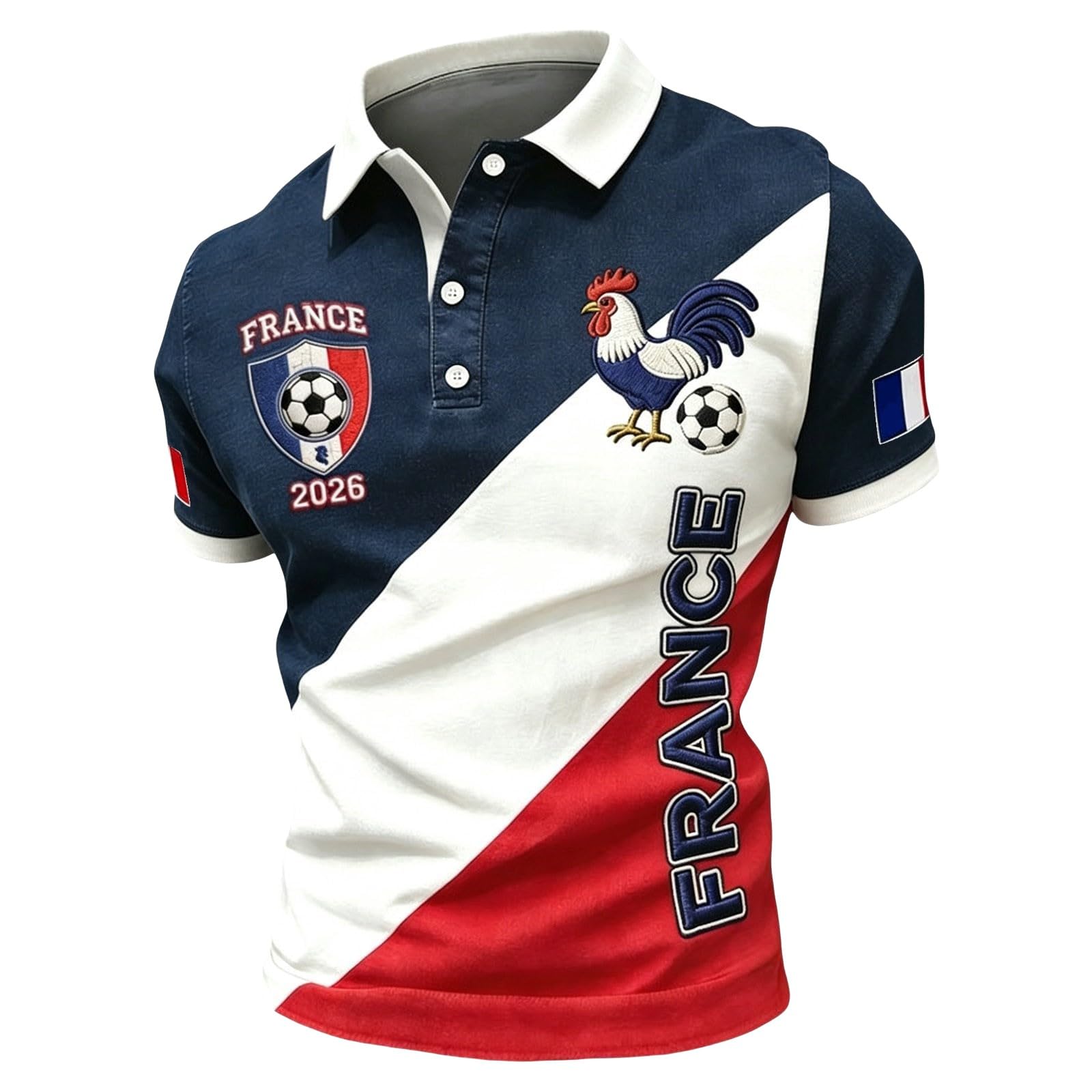 France 2026 Men's Short Sleeve Printed Football Shirt – Summer Supporter Football T-Shirt Music Fashion Streetwear Print for Sports Fans