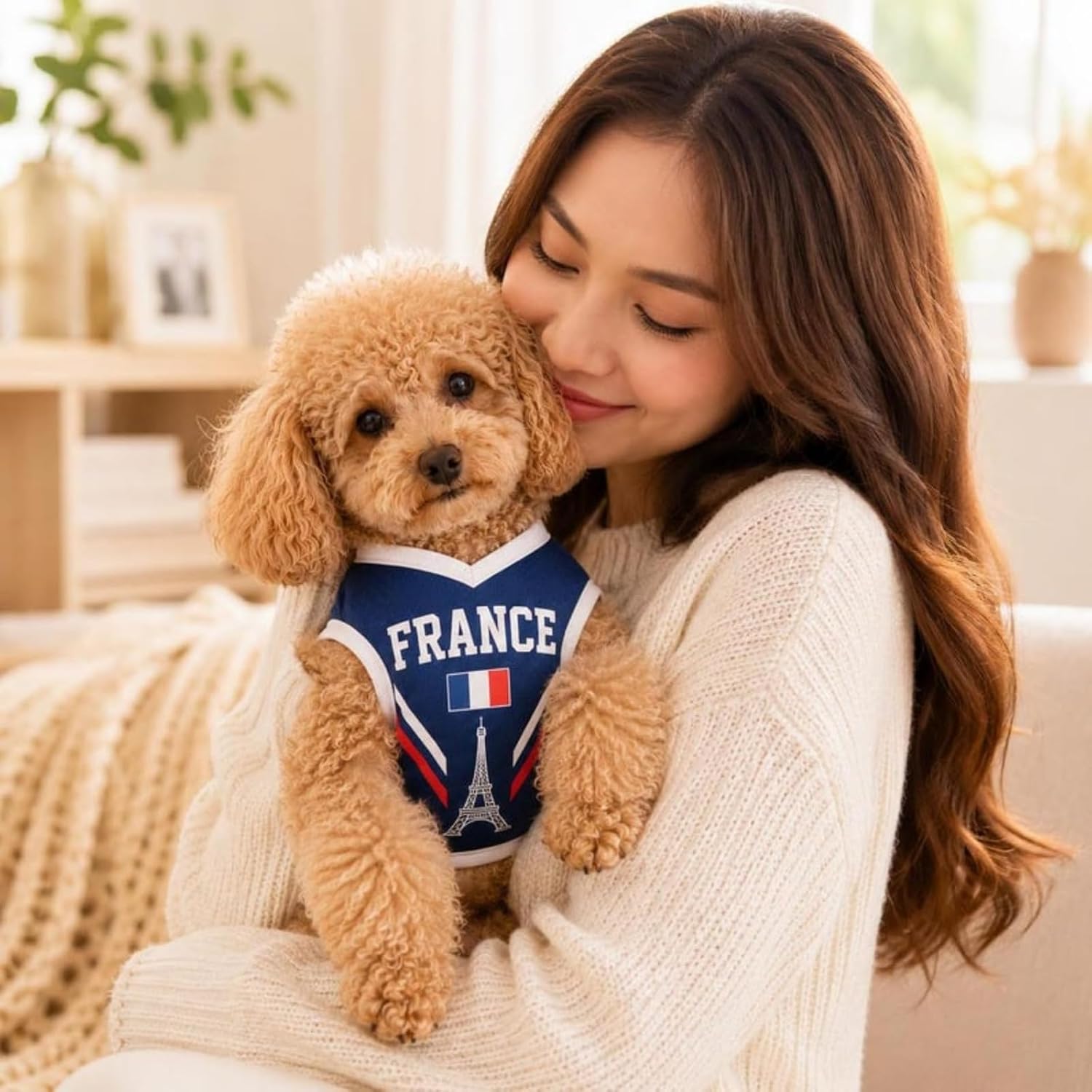 T Shirt Chien Personnalisé Style 2026, Maillot Drapeau Pays avec Nom Numéro, Tissu Mesh Léger Respirant pour Petit Moyen Grand Chien, Cadeau Fan Foot