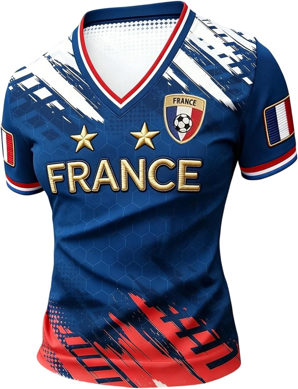 France 2026 Football Shirt, Graphic T-Shirt with Elegant Collar, Lightweight Graphic Shirt for Everyday Casual