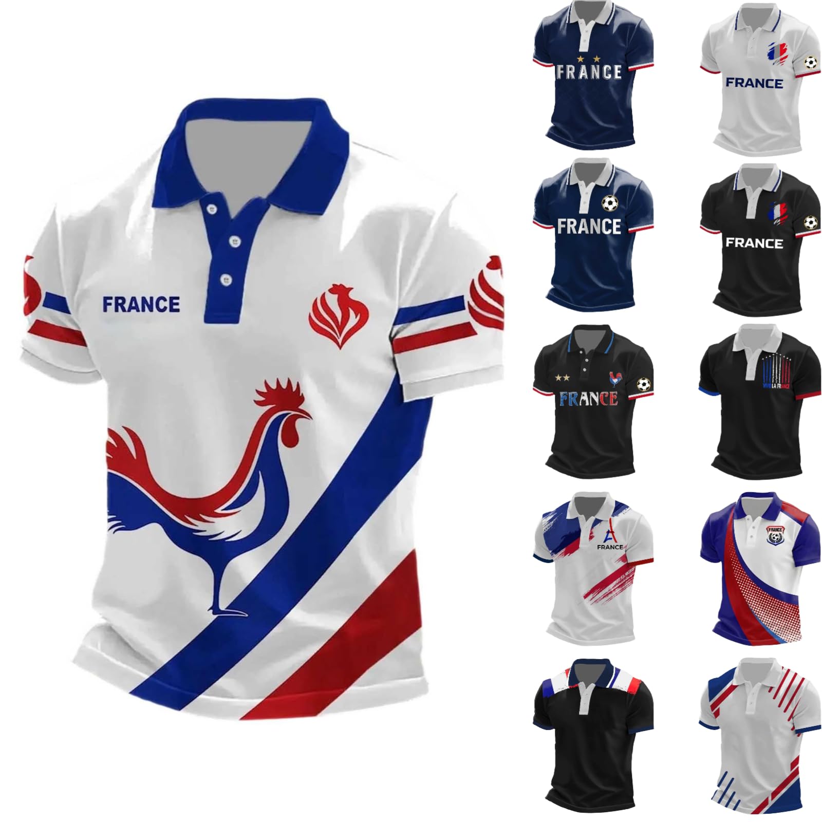 France 2026 Men's Football Supporter T-Shirt Streetwear, front view. Image 45 of 94.