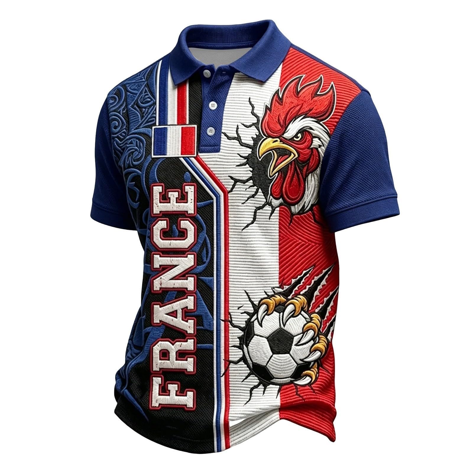 France 2026 Men's Short Sleeve Printed Football Shirt – Summer Supporter Football T-Shirt Music Fashion Streetwear Print for Sports Fans