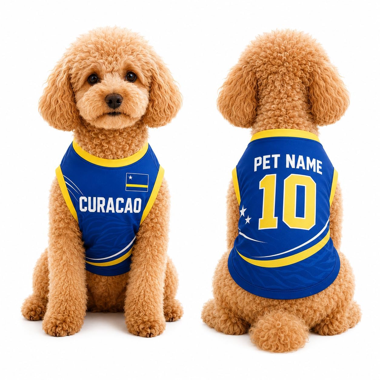 T Shirt Chien Personnalisé Style 2026, Maillot Drapeau Pays avec Nom Numéro, Tissu Mesh Léger Respirant pour Petit Moyen Grand Chien, Cadeau Fan Foot