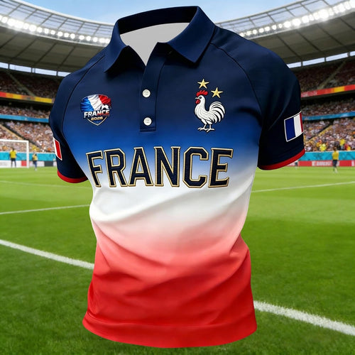 Men's 2026 football jersey, breathable fan sports t-shirt, front view.