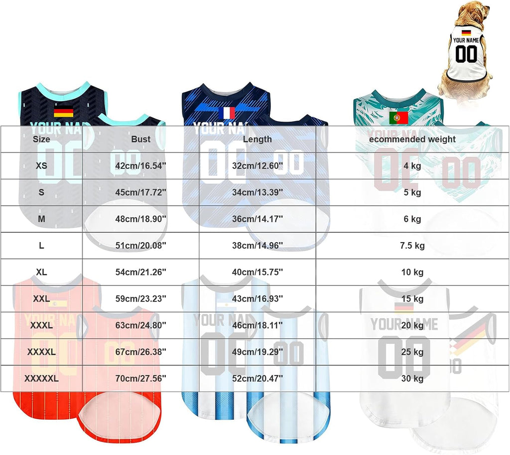 2026 World Cup Personalized Dog Cat Jersey France Personalized World Cup 2026 V Neck with Name and Number Tricolor for Small Medium Large Dog (L)