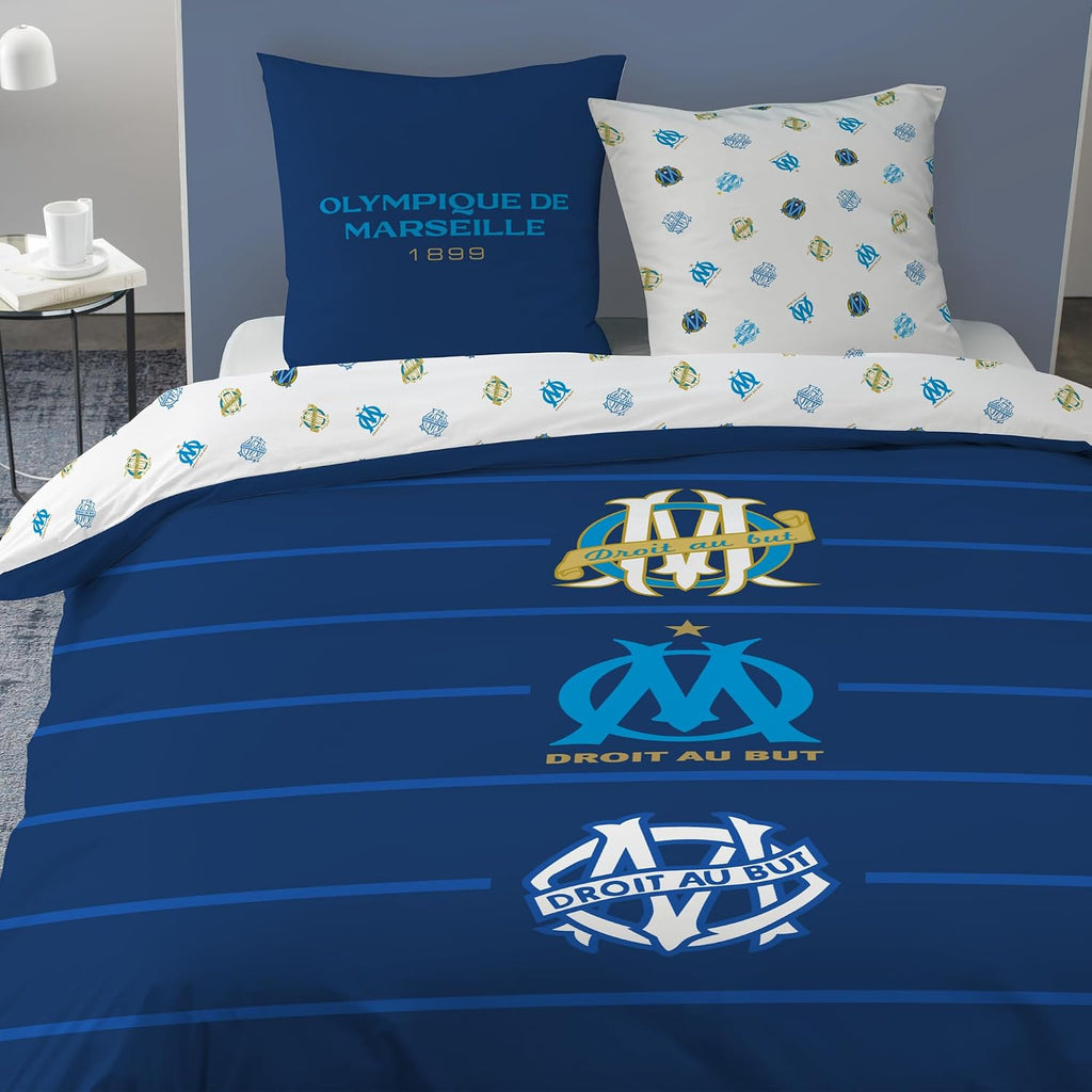 OMYDREAM Om Celebration Bedding Set | Children's Bedroom | 100% Cotton | Oeko-TEX | Duvet Cover + Pillow Case(s) | Reversible Print (Blue, 240 x 220 + 2 x 63 x 63 cm)