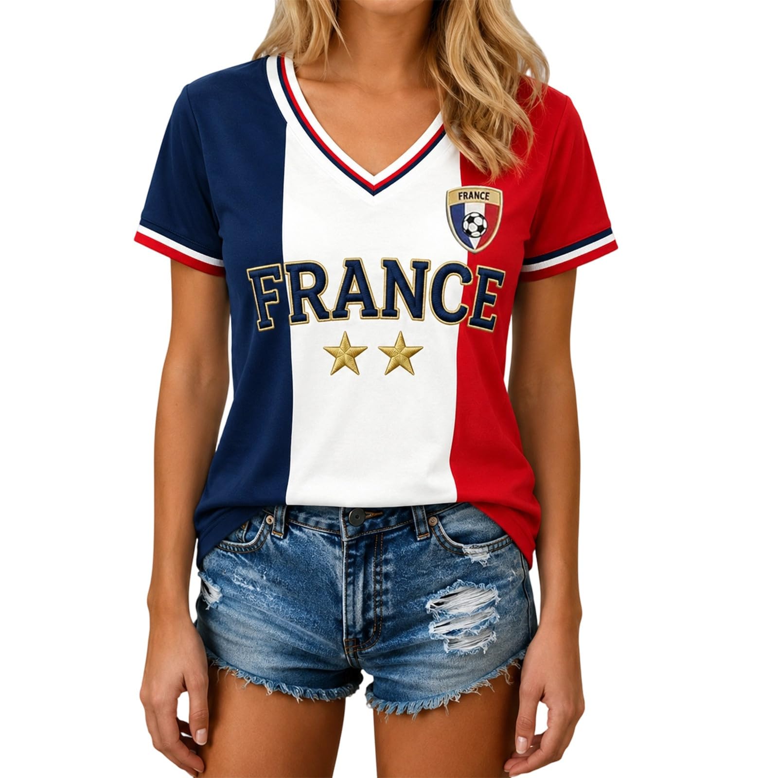 France 2026 soccer shirt, elegant graphic tee. Lightweight, casual fan apparel. Image 29 of 33.