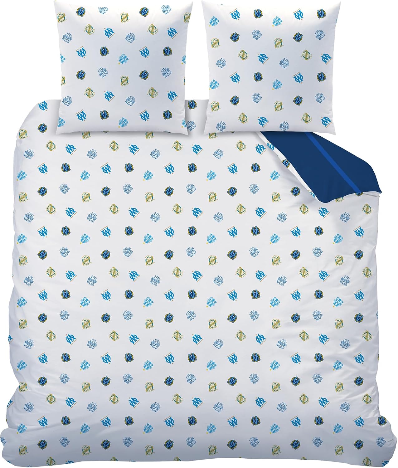 OMYDREAM Om Celebration Bedding Set | Children's Bedroom | 100% Cotton | Oeko-TEX | Duvet Cover + Pillow Case(s) | Reversible Print (Blue, 240 x 220 + 2 x 63 x 63 cm)