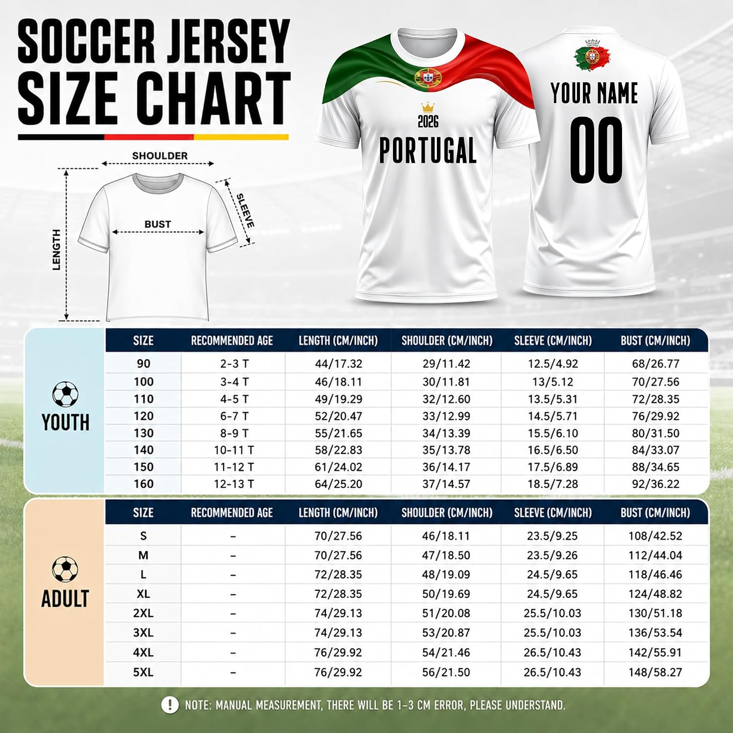 Personalised Football Jersey World Cup 2026, Men's Women's Kid 6 Teams with Name and Number